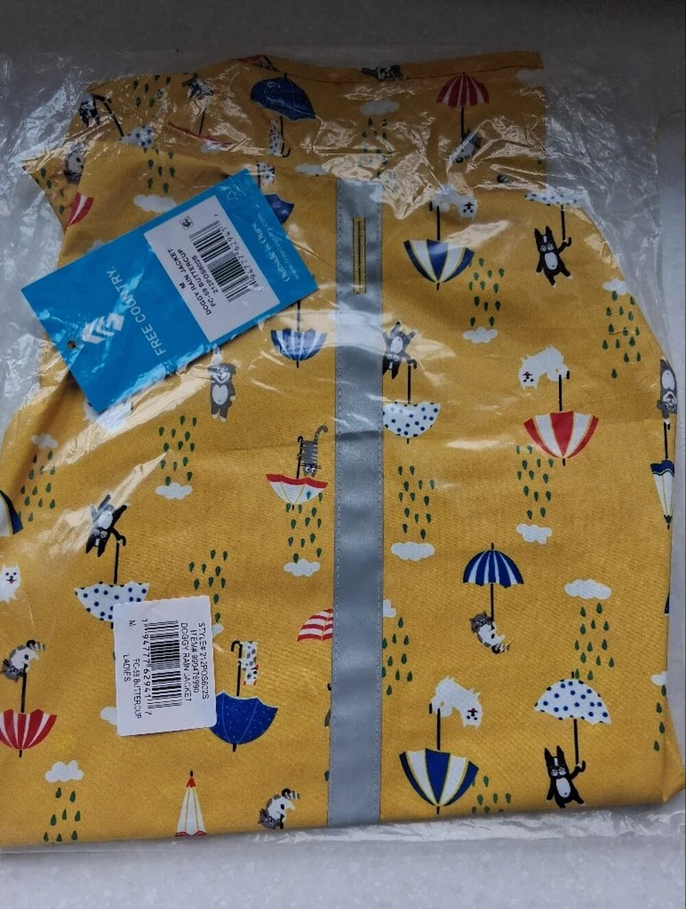 Free Country Yellow Umbrella Print Waterproof Dog Raincoat
